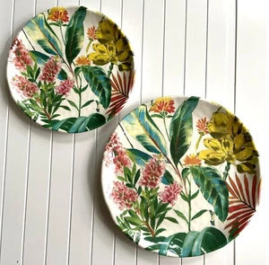 8pc 222 FIFTH Melamine FLORAL DINNER & SIDE PLATES Spring Garden Picnic BBQ - Picture 1 of 1