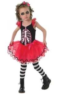 Girls Skeleton Skull Tutu Costume Halloween Fancy Dress Day Of Dead 5-6 9-10 - Picture 1 of 1