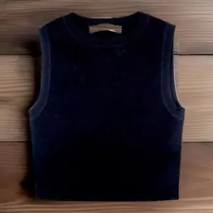 ZARA Maglione Gilet Ragazza Gioventù Medio Nero Senza Maniche Righe Girocollo Pullover - Foto 1 di 6