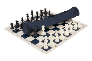 Quiver Chess Set Combination - Single Weighted - Navy Bag / Board - Picture 1 of 2