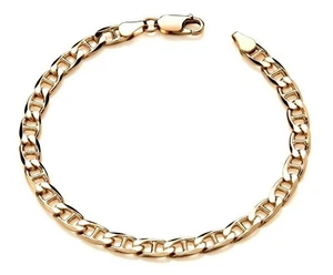 9ct Gold on Silver Men's ANCHOR MARINER Bracelet - 8.5 INCH - Picture 1 of 5