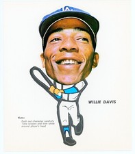 WILLIE DAVIS 1963 Los Angeles Dodgers Pin-Up Card ~ SUPER RARE - Mint
