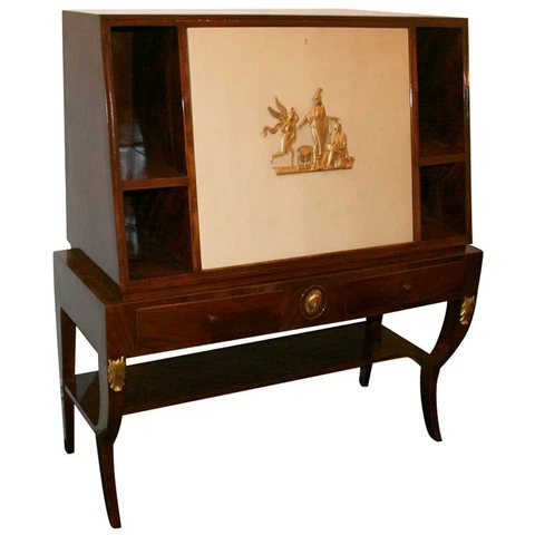 Mahogany Secretary Bookcase Vitrine, Italy, 1940 Cover