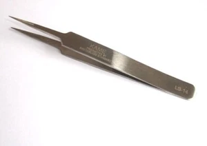 Tweezer fine tip stainless steel straight 125mm kame LS-14 professional 2pcs - Picture 1 of 4