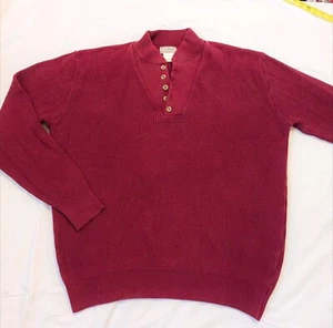 Vintage LL Bean Sweater Mens XL Burgundy Grandpa Scotland Fisherman Knit - Picture 1 of 3