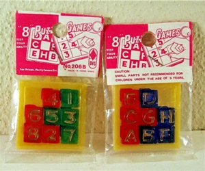 4 Sliding Puzzle Toy Games Numbers & Letters Unopened Old Vending Machine Prize - Picture 1 of 1