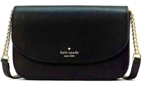 Kate Spade Kristi Black Leather Chain Flap Crossbody Bag KA698 NEW 🎀NWT🎁NIP - Picture 1 of 12