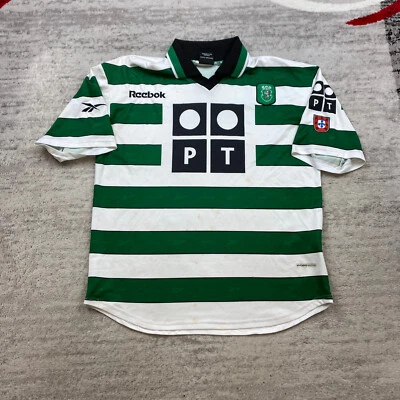 Camiseta De Colección Reebok Sporting Clube de Portugal XL Verde Blanco Fútbol 2001 2002 Foto 1 de 4