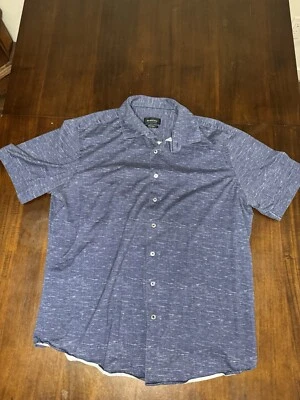 Bugatchi Shirt Mens XL Midnight Blue OoohCotton Tech 8 Way Stretch Button Up - Image 1 of 4