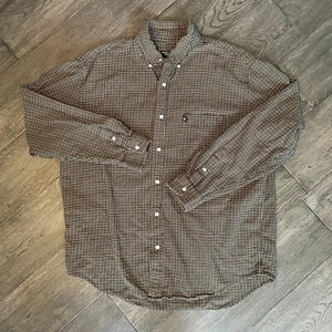 Vintage Ralph Lauren Jeans 90s Shirt Flannel Overshirt Yellow White Black Mens L - Picture 1 of 6