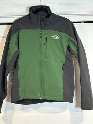 The North Face Apex 仿生软壳全拉链夹克男式小号绿色灰色 AMVY — 第 1/4 张图片