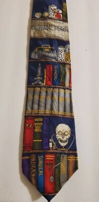 Corbata de cuello de seda para hombre estantería de ciencias médicas Ralph Marlin Doctor II estilo RM Foto 1 de 4
