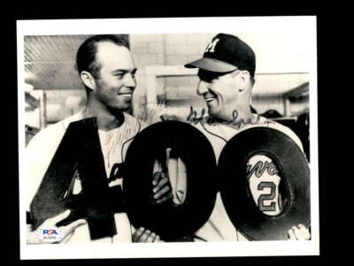 Warren Spahn Eddie Mathews PSA DNA Signed  8x10 Photo Autograph Braves - Image 1 of 3