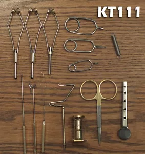 14 Pc Fly Tying Tool Kit - w/2 Ceramic Tipped Bobbins & Premium Scissors - KT111 - Picture 1 of 1