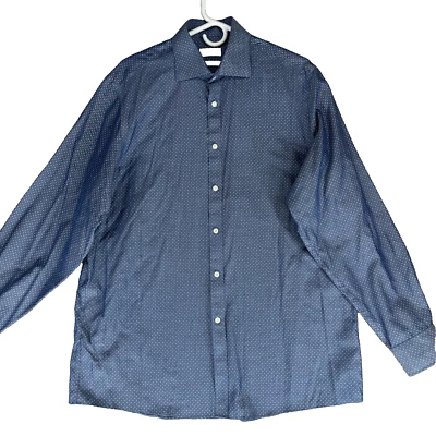 Michael Kors Airsoft Cotton Men's Size 16.5-34/35 Blue Polka Dot L/S Dress Shirt - Image 1 of 4