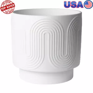 12" White Ceramic Planter Indoor Wave Succulent Flower Pot Garden Decoration New - Picture 1 of 6