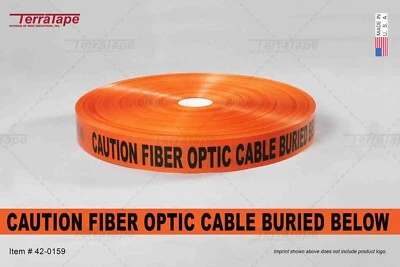 1 Roll 3"X6000' Orange Extra Stretch CAUTION FIBER OPTIC CABLE BURIED BELOW Tape - Image 1 of 4