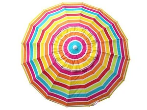 SHELTA MANLY 220Cm Beach Shade Umbrella Tilt 98% UV UPF50+ Multi Stripe Rainbow - Picture 1 of 3