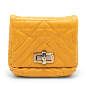 Lanvin Bag Mini Pop pouchette Calfskin Leather Yellow Chevron - Picture 1 of 8