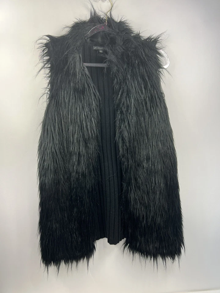 Женский жилет из искусственного меха Adrianna Papell размер M черный воротник-стойка свитер сзади - Изображение 1 из 4