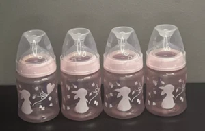 NUK Smooth Flow Anti Colic Baby Rose Bottle, 5 oz, 4 Pack, Pink Bunnies BPA Free - Picture 1 of 14