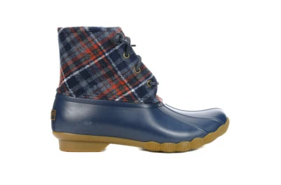 Botas Sperry para mujer de agua salada a cuadros de lana azul marino pato STS87765 Foto 1 de 4
