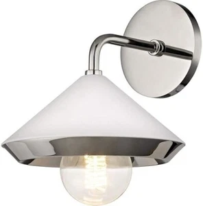 Mitzi by Hudson Valley Marnie 1-Light Polished Nickel Wall Sconce w/ White Shade - Picture 1 of 1