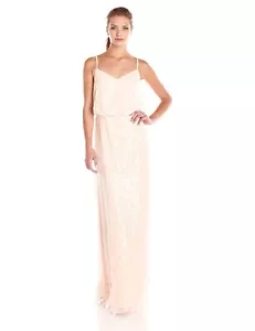 Donna Morgan 147628 Women's Spaghetti Strap Blouson Sequin Gown Apricot Sz 12 - Picture 1 of 2