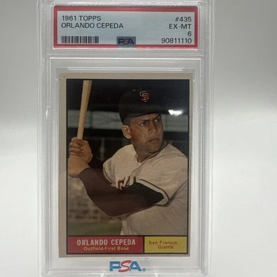 1961 Topps Orlando Cepeda #435 San Francisco Giants HOF  PSA EX-MT 6 - Image 1 of 2