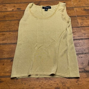 Colleen Lopez My Favorite Metallic Strick Tank Top Gold Glitzer Damen Small - Bild 1 von 4