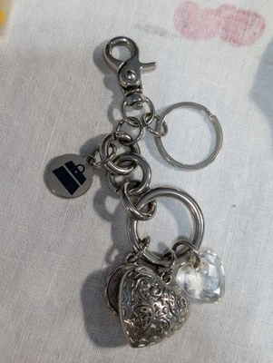 Kathy Van Zeeland Silver-Tone Puff Heart Key Keyring Purse Bag Clip Charms - Image 1 of 4