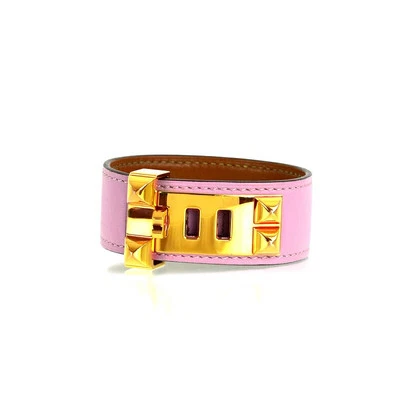 Pulsera de cuero HERMES Collie de Chien oro rosa GP 15,5 cm accesorios para mujer Foto 1 de 4