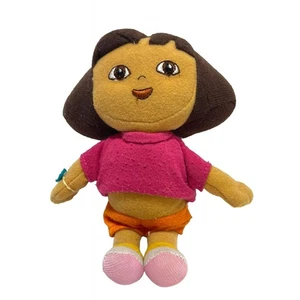 Muñeca de peluche Dora 7" con pelo de fieltro castaño, cara bordada y un bonito azul - Imagen 1 de 5