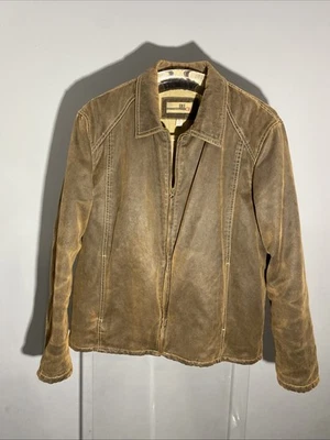 BKE Buckle Men's Large Brown Full Zip Faux Leather Jacket - Image 1 of 4