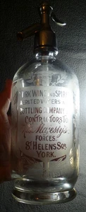 Rare YORK WINE AND SPIRIT COY. SELTZER BOTTLE SIPHON Syphon FLASCHE SODAFLASCHE - Foto 1 di 9