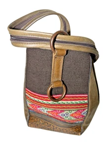 Anna Cainzo Hand Loomed Wool & Leather Backpack Inca Treasure Made in Bolivia - Picture 1 of 11
