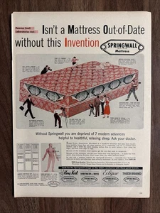 1954 Springwall Mattress Print Ad Bed Sleeping Soft Cozy Dreams Posture Rest - Picture 1 of 4