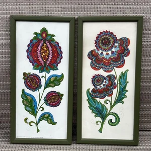 Vintage Kunstdruck 2er Set Susan Fujitani Litho 70er psychedelisch bunt gerahmt - Bild 1 von 10