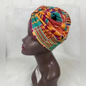 Gorra turbante con estampado africano preanudada nueva sin etiquetas - Imagen 1 de 8