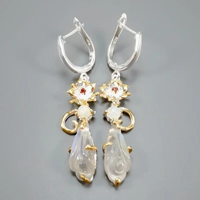 Joyería 12ct+ Pendientes Labradorita Natural Plata de Ley 925/E127596 Foto 1 de 4