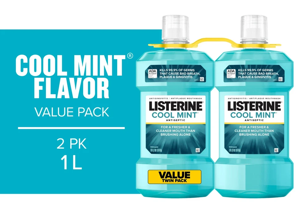 Listerine Cool Mint Antiseptic Mouthwash 33.8 Fl. Oz, Pack of 2 - Image 1 of 1