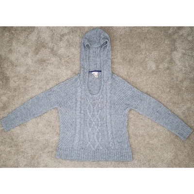 Moletom feminino DKNY jeans malha cabo macio quente com capuz tamanho médio cinza - Imagem 1 de 4