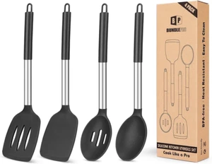 Pack of 4 Silicone Cooking Utensils Set, Non Stick Large Solid Spatulas, Heat... - Picture 1 of 1