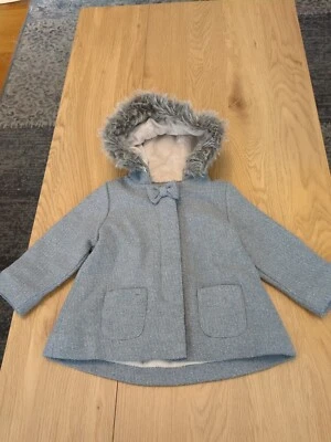 Mantel Grau Glitzer Kapuze Baby Club C&A 80 Mädchen  - Bild 1 von 4
