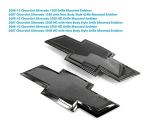 Front Rear Bowtie Emblem Gloss Black 2007-13 Silverado 1500 2007-10 2500HD3500HD - Bild 1 von 8