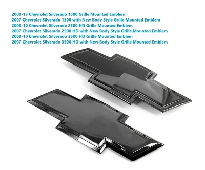 Front Rear Bowtie Emblem Gloss Black 2007-13 Silverado 1500 2007-10 2500HD3500HD - Image 1 of 4