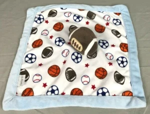 Carters Blue White & Brown Football Basketball Soccer Baseball Security Blanket - Picture 1 of 4