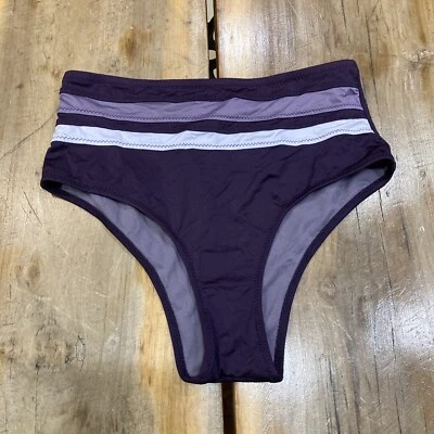 Parte inferior de bikini de pierna alta a rayas moradas Mossimo para mujer talla grande nueva sin etiquetas Foto 1 de 4