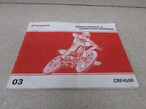 2003 HONDA CRF450R CRF 450R 450 OEM GENUINE OWNERS MANUAL & COMPETITION HANDBOOK - Bild 1 von 3