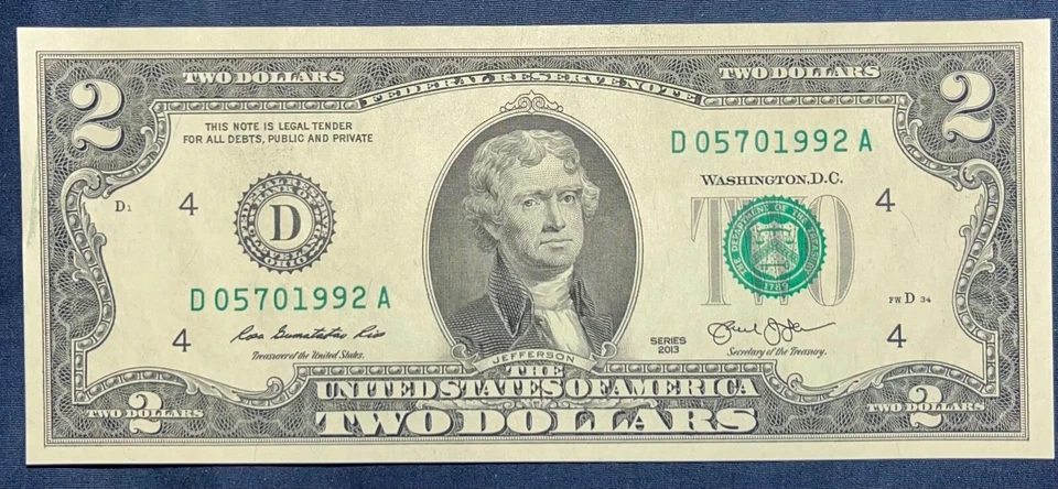 Lucky Two Dollar Bill - Birth Year 1992 Serial Number - 2017 Dated Note - $2 USD - Image 1 of 1